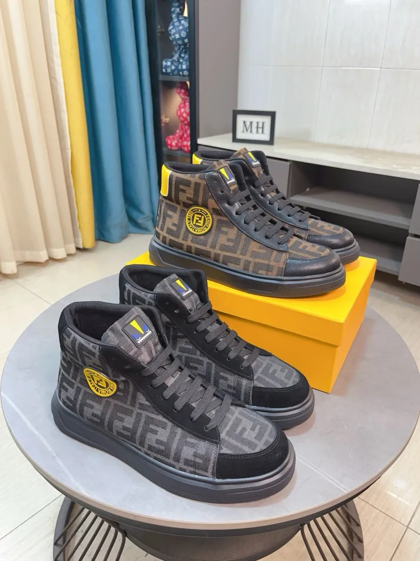 Men's shoes 💰440🌹🌹【fendi Fendi】: 🔝High-end brand of men's shoes: high-top series: official website 1:1 latest masterpiece: the upper is made of brand fabric with imported cowhide technology, ➕🐑made in sheepskin👍, making walking more convenient and comfortable, a stunning work, compared with the official quality, the beautiful 1:1 replica [color]! Create a fashionable personality to set off your uniqueness! A must-have for trendy men! 🔥Size: 38-44.